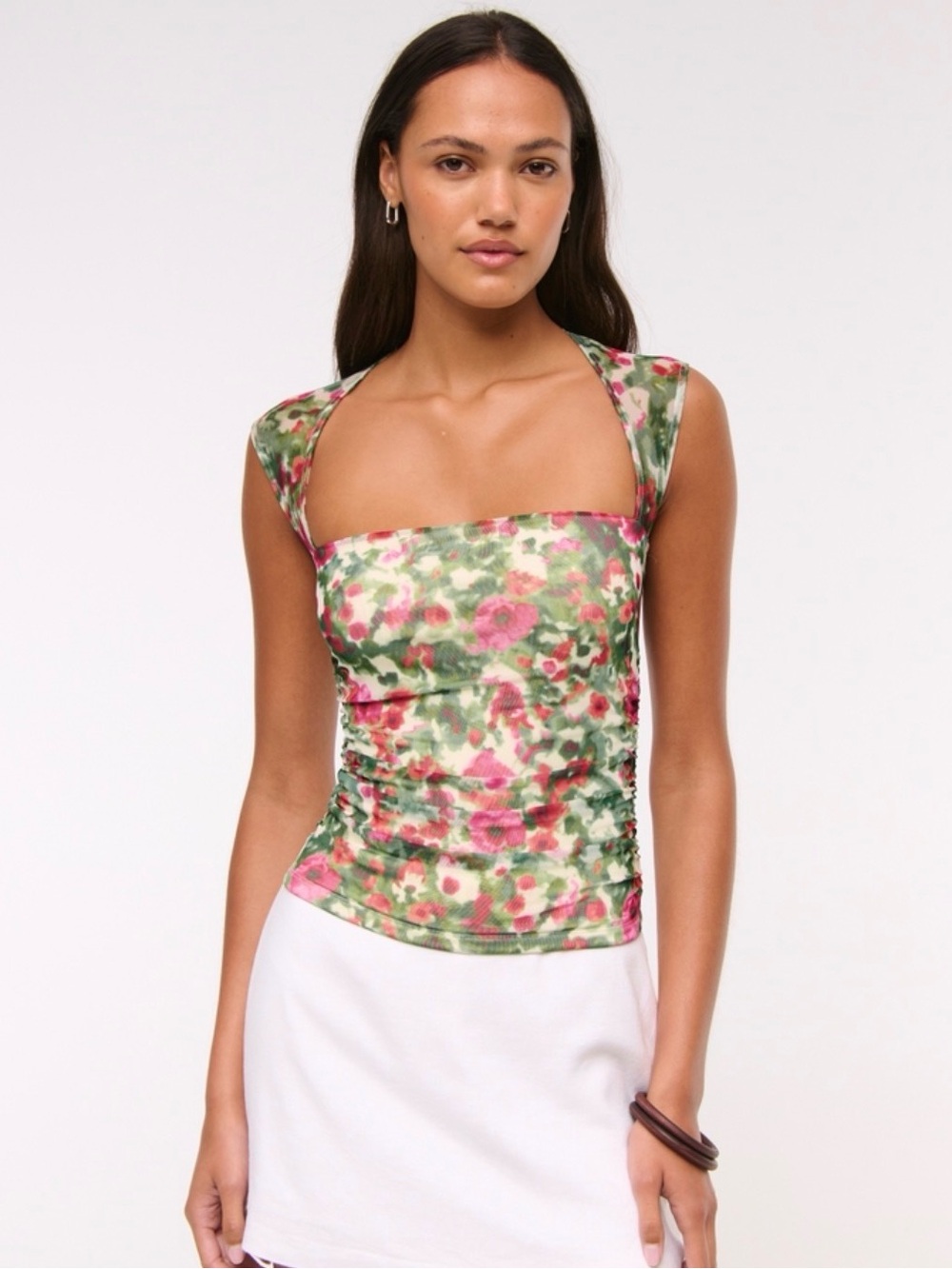 NWT Abercrombie and Fitch Floral Ava Mesh Top